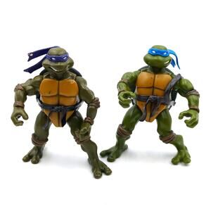 Teenage Mutant Ninja Turtles Action Figure Lot Donatello Leonardo 4.5" 2002 TMNT